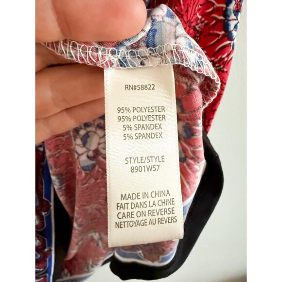 Max Studio | NWT Women's Printed Matte Jersey Dress in Red | Sz L - Picture 4 of 7